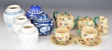 Chinese / Korean ginger jars and Japanese enamelled teaware, tallest 12cm