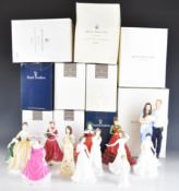 Twelve Royal Doulton figures including Prince George, Georgia, Winters Day, Harmony etc, tallest