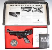 Webley Hurricane .22 target air pistol with shaped and chequered grips and adjustable sights,