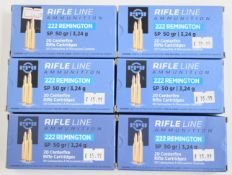 One-hundred-and-twenty .222 Remington PPU Rifle Line rifle cartridges, all in original boxes. PLEASE