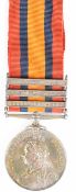 Queen's South Africa Medal with clasps for Tugela Heights, Relief of Ladysmith and Transvaal named