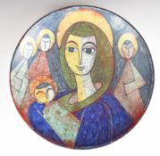 Michael Andersen (Danish) studio pottery pedestal dish decorated with Mary and the Magi, impressed G