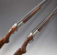 A pair of Miroku MK-60 Sport Universal SPG5 12 bore over and under ejector shotguns, each with