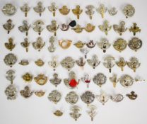Collection of approximately 60 British Light Infantry badges including Durham, Somerset, Cornwall,
