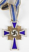 German WW2 Nazi Third Reich bronze Mother's Cross, with ribbon