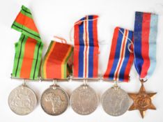 Five WW2 medals comprising South Africa War Medal and Africa Service Medal named to N81869 D