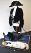 Early 20thC High Sheriff's uniform comprising black velvet coat, velvet breeches and waistcoat,