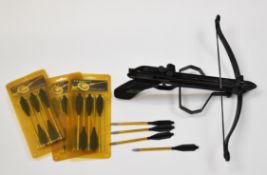 Barnett Trident crossbow pistol with reeded pistol grip and adjustable sights, with 19 bolts, some