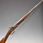 Indistinctly named 12 bore percussion hammer action muzzle loading sporting gun with engraved scenes