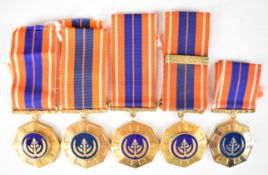 Five South African Defence Force Pro Patria Medals, one with clasp for Cunene