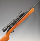 BSA Airsporter .22 under-lever air rifle with semi-pistol grip and Webley 3-9x40 scope, serial