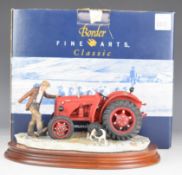 Border Fine Arts Society tractor model 'Kick Start' by Ray Ayres, boxed, height 15cm