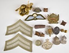 British WW2 badges / insignia including two hallmarked silver ARP badges, silvered Royal Green