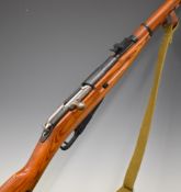 Russian Mosin-Nagant 7.62mm bolt-action rifle with adjustable sights, breech stamped 1943, canvas