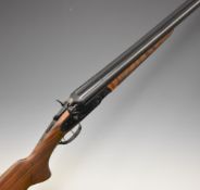 Huglu HRZ 12 bore side by side hammer action shotgun with engraved lock, underside, trigger guard,