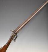 Dumoulin Lambinon Belgian 24 bore side by side pin-fire hammer action shotgun with fine scrolling