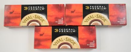 Sixty .270 Winchester Short Mag Federal Premium rifle cartridges, all in original boxes. PLEASE NOTE
