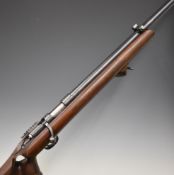 Remington Rangemaster 37 .22 bolt-action target rifle with thumb-hole grip, raised cheek piece,
