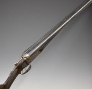 H Monk 12 bore side by side ejector shotgun with named and engraved locks, engraved underside,