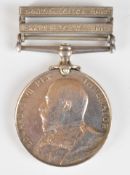 King's South Africa Medal with clasps for South Africa 1901 and 1902 named to 950 J J Bindekk DEO