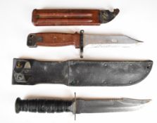 Kalashnikov AK47 bayonet with composite grips stamped 689, 14cm part serrated blade and scabbard,