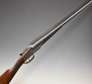 W H Monk of Chester 12 bore assisted-opening sidelock side by side shotgun with all over scrolling