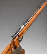 Anschutz Match 54 .22 bolt-action target rifle with shaped and textured thumb-hole grip,