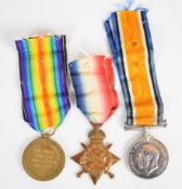 British Army WW1 medal trio comprising 1914/1915 Star, War Medal and Victory Medal named to 76205