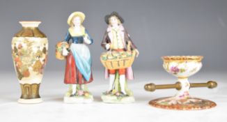 Dresden unusual cup or tastevin the tooled bronze handle with acorn finials, height 5cm, the base