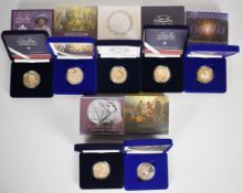 Seven Royal Mint silver proof crown coins comprising 2003 Coronation Jubilee, 2000 Queen Elizabeth