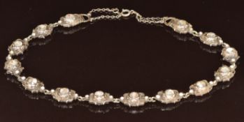 Georgian silver necklace set with rose cut paste, 40cm, 39.5cm