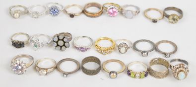 Twenty four silver rings including filigree, pearls, cubic zirconia, labradorite, etc (86.5g)