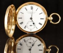 Goldsmiths Alliance Limited of Cornhill, London 18ct gold full hunter pocket watch with inset