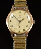 Tudor 9ct gold gentleman's wristwatch ref. 4236 with subsidiary seconds dial, luminous blued