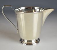George VI hallmarked silver three piece tea set of circular form, Sheffield 1939, maker Viner's Ltd,