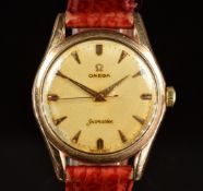 Omega Seamaster gentleman's wristwatch ref. 2938-1 with gold hands and hour markers, champagne dial,