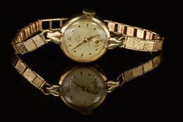 Smith De Luxe 9ct gold ladies wristwatch with inset subsidiary seconds dial, gold hands and hour