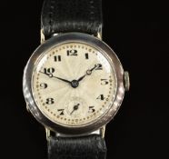 Bernex trench style gentleman's wristwatch with inset subsidiary seconds dial, blued Breguet