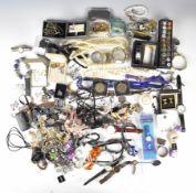 A collection of jewellery including 9ct gold St Christopher and chain (3g), 9ct gold ring mount (1.