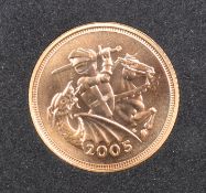 2005 Queen Elizabeth II George & the Dragon gold half sovereign