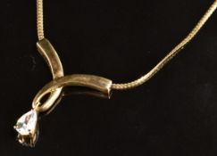 A 9ct gold necklace set with cubic zirconia, 2.4g, 42cm
