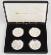 Jubilee Mint set of four 2017 1oz fine silver commemorative cased £5 coins
