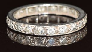 Art Deco platinum eternity ring set with diamonds, 2.6g, size L