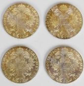 Four silver Maria Theresia thaler coins