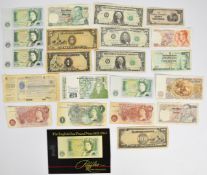 World banknotes including six various Bank of England £1 examples, two with COIN serial numbers,