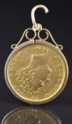 1827 George IV gold full sovereign in 9ct gold pendant mount, 9.5g
