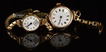 Two 9ct gold ladies wristwatches one Hirco with subsidiary seconds dial, blued hands, Arabic