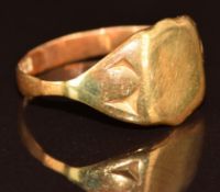 Art Deco 18ct gold signet ring, London 1920, 4.2g, size T