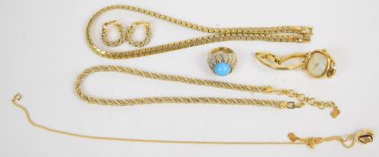 Christian Dior bi-coloured rope twist necklace and matching earrings, Christian Dior chain and