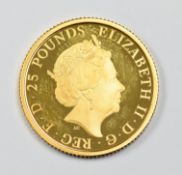 Royal Mint 2023 cased limited edition 32/750 ¼oz 999.9 proof gold £25 coin 'The Vale of Beaufort',